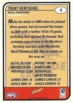 2005 Select Tradition AFL #9 Trent Hentschel Back